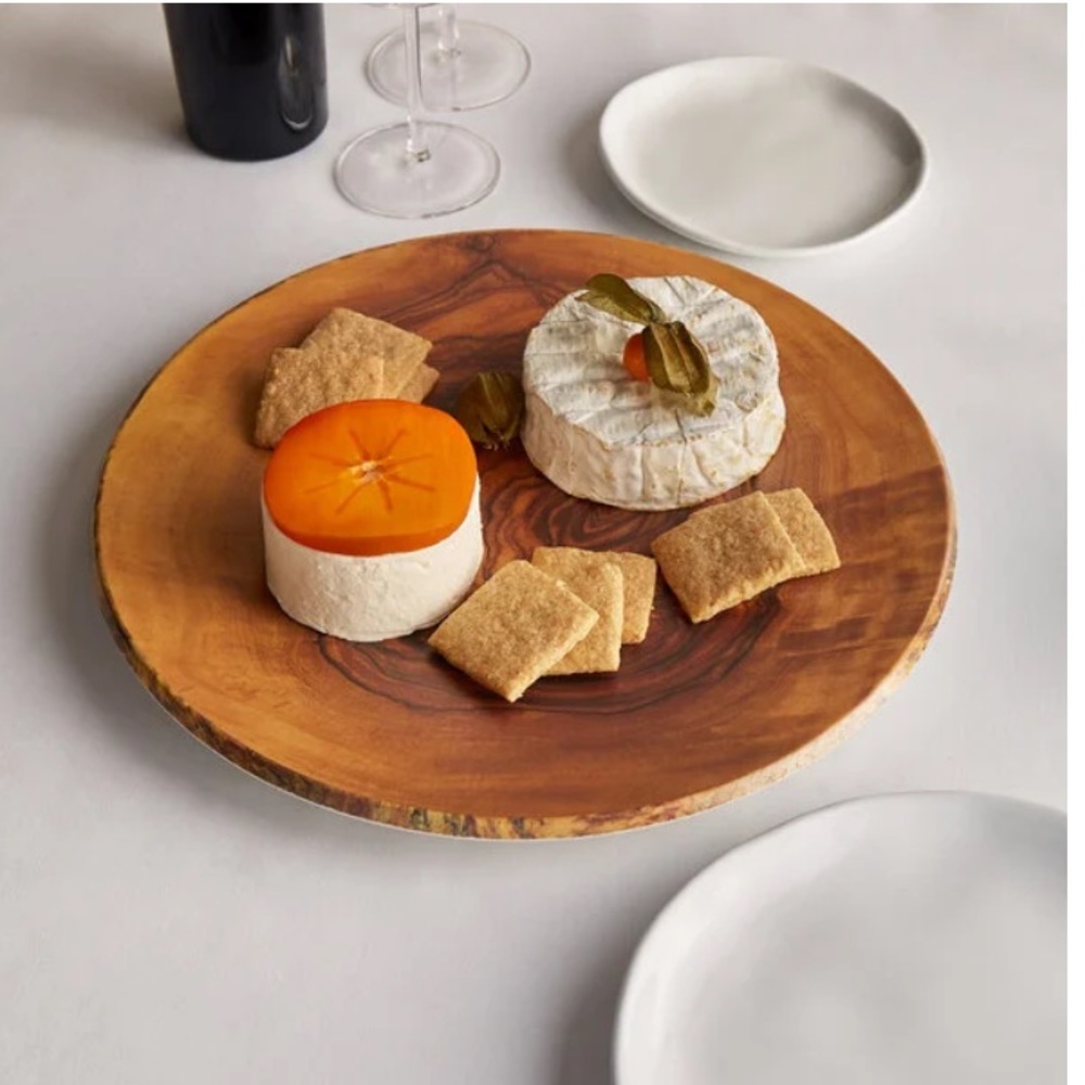 3 American Metalcraft 14" Round Melamine
Serving Board / Charger Faux Olive Wood